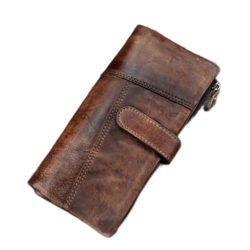 LOKAXXZU Vintage echtes Leder Langer Geldbörse Männer Frauen Kreditkartenhalter Geldbeutel Reißverschluss Business Moible Telefon Brieftasche (Farbe: A, Größe: Einen Größe) von LOKAXXZU
