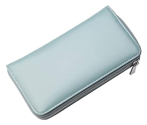 LOKAXXZU Visitenkartenkoffer Leder Multifunktionen Bankhalter Kreditpass Organizer Brieftasche (hellblau) von LOKAXXZU