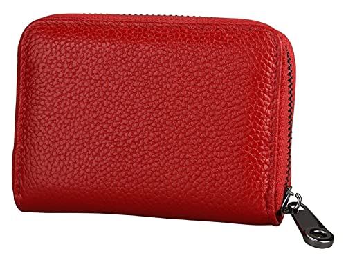 LOKAXXZU Visitenkartenkoffer Leder Multifunktionen Bankhalter Kreditpass Organizer Brieftasche (rot) von LOKAXXZU