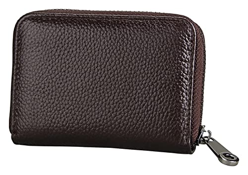 LOKAXXZU Visitenkartenkoffer Leder Multifunktionen Bankhalter Kreditpass Organizer Brieftasche Brieftasche (Kaffeefarbe) von LOKAXXZU
