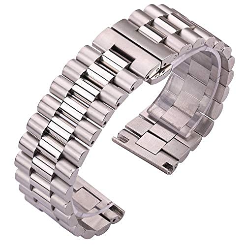 LOKAXXZU Wachgurt Edelstahlarmband 22 mm 21 mm 20 mm 18mm 16mm Metall Uhren Männer Damen Silber Armband Accessoires Armband (Bandfarbe: Silber, Bandbreite: 16 mm) von LOKAXXZU