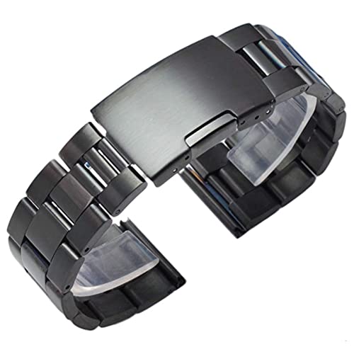 LOKAXXZU Wachgurt Silber Black Metal Watch Band 18mm 20 mm 22 mm 24 mm Männer Armband 316L fester Edelstahl Uhrengurt mit geradem Ende (Farbe: Silber, Größe: 24 mm) von LOKAXXZU