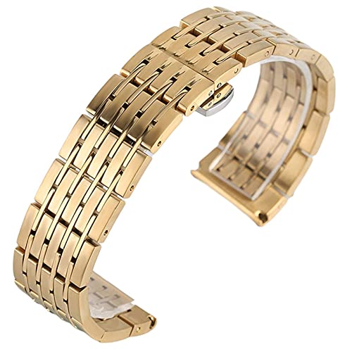LOKAXXZU Watch -Gurt Edelstahl 20mm 22 mm 24mm Uhr Austausch für Männer Frauen Armbänder (Bandfarbe: Gold, Bandbreite: 20 mm) von LOKAXXZU