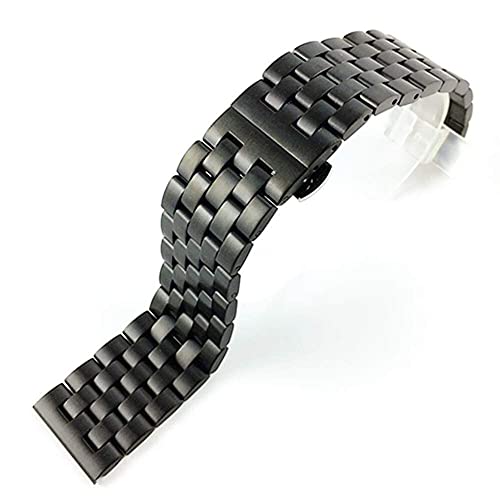 LOKAXXZU Watchband, Metallgurt massiv aus Edelstahl Uhrengurt Armband für Männer und Frauen Armband (Bandfarbe: Schwarz, Bandbreite: 18 mm) von LOKAXXZU