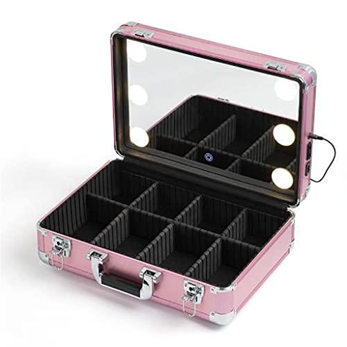 Make-up-Künstler Koffer Schönheitsnagelbox mit LED Light Travel Cosmetics Organizer Organizer Tool Box (Black-Jojos Bizarre Abenteuer1,44 * 30 * 16 cm) von LOKAXXZU