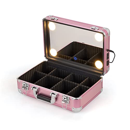 Make-up-Künstler-Koffer Schönheitsnagelbox mit LED Light Travel Cosmetics Organizer Organizer Werkzeugbox (Black-Jojos Bizarre Abenteuer1,40 * 26c * 16cm) von LOKAXXZU