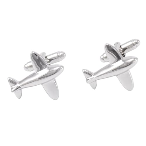 Metall Silber Passagier Flugzeug Manschettenknöpfe Kampfflugzeugmodell Herren französischer Manschettenhilfe von LOKAXXZU