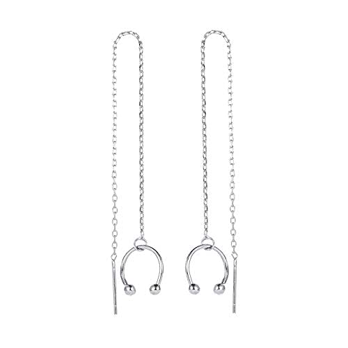 Ohrringe Geschenke für Frauen, lange Quasten Ohrringe Ohrlinie Süße kleine frische C-förmige Ohrknochen Clip Net rot einfache Ohrringe von LOKAXXZU