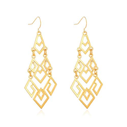 Ohrringe Schmuck für Frauen, einfache diamantförmige hohle Allzuchtohrringe weiblich lange übertriebene geometrische Ohrringe von LOKAXXZU