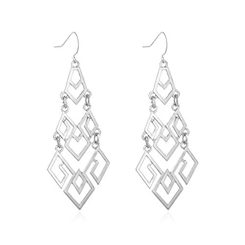 Ohrringe Schmuck für Frauen, einfache diamantförmige hohle Allzuchtohrringe weiblich lange übertriebene geometrische Ohrringe von LOKAXXZU