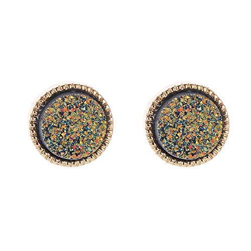 Ohrringe Schmuck für Frauen, einfache und einfache Legierungsharzkristallzahnohrringe Geometrische runde Mineralkristallohrringe Frauen von LOKAXXZU