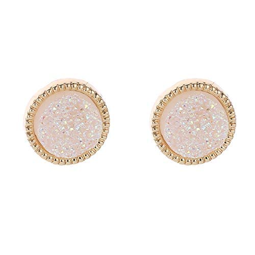 Ohrringe Schmuck für Frauen, einfache und einfache Legierungsharzkristallzahnohrringe Geometrische runde Mineralkristallohrringe Frauen von LOKAXXZU