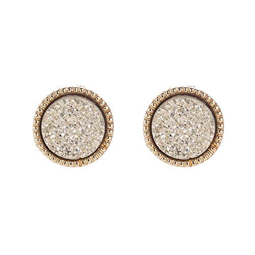 Ohrringe Schmuck für Frauen, einfache und einfache Legierungsharzkristallzahnohrringe Geometrische runde Mineralkristallohrringe Frauen von LOKAXXZU