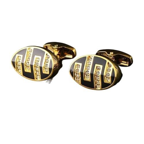 Ovale eingelegte goldene französische Manschettenknöpfe Herrenhemd Ärmel Nägel Anzug Accessoires von LOKAXXZU