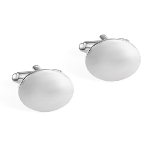 Ovales verlegtes Silber glatt gebürstete Kupfermanschettenknöpfe französische Manschettenknöpfe für Männer von LOKAXXZU