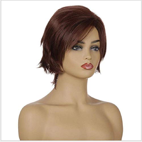 Perücke Halloween Isa Perücke gemischte braune und blonde lange Perücken für weiße/schwarze Frauen mittlerer Teil Natur Perücken kurzes braunes Haar von LOKAXXZU