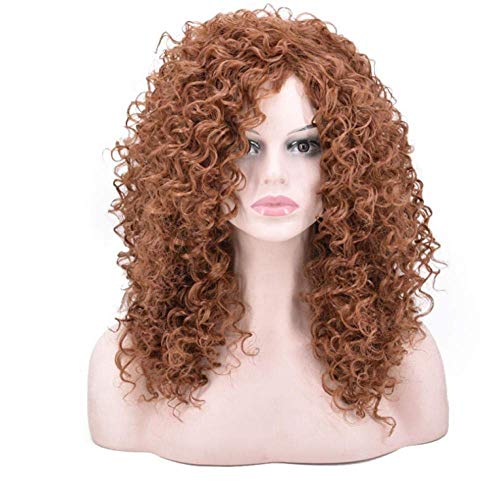 Perückenzubehör lange natürliche Perücken für Frauen Seite Abschied hervorgehobene synthetische Perücke Hochtemperaturfaser atmungsable Perückenkappe Afro von LOKAXXZU