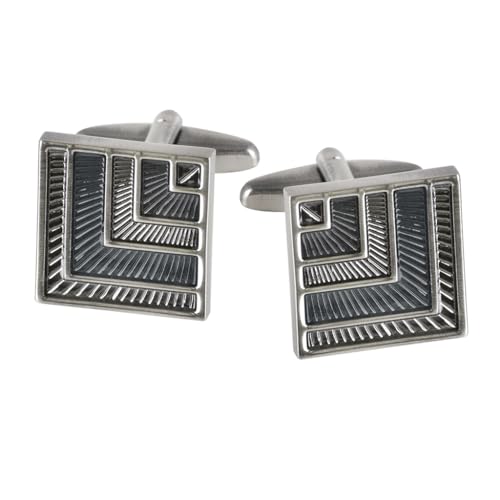 Quadratgrau schwarz tropfend antike silberne Manschettenknöpfe Herrengeschäft französische Manschettenschellennägel von LOKAXXZU