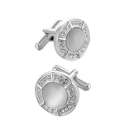Runde Diamant-verkrustete französische Manschettenknöpfe Katze Eye Herren-Hemdheizhülseknopf von LOKAXXZU