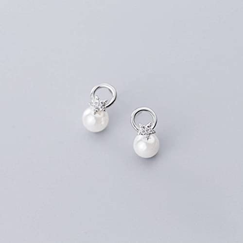 S925 -Bolzenohrringe, synthetische Perlenohrringe mit Diamanten, Sternen und Schalenperlen für Frauen Paar S925 von LOKAXXZU