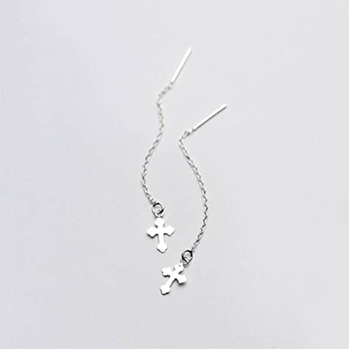 S925 Ohrringe, Frauenmodische Persönlichkeit Cross Ohrlinie Einfacher Langohrohr -Ohr -Schmuck für Frauen Paar S925 von LOKAXXZU