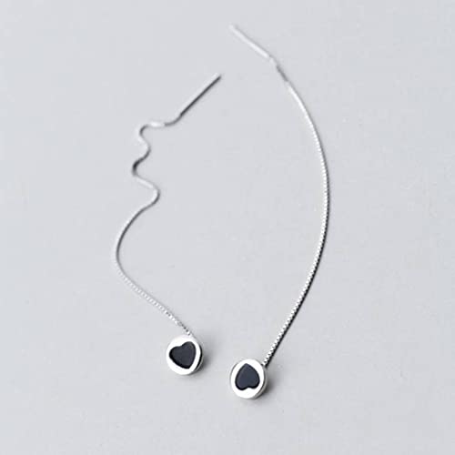 S925 Weißer Pilzdraht, runde schwarze Liebesohrringe für Frauen, herzförmige Ohrringe für Frauen Paar S925 von LOKAXXZU