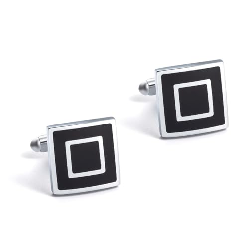 Silver Square Emaelled Metall Manschettenknöpfe Französisch Hemd Manschettenknöpfe für Männer von LOKAXXZU