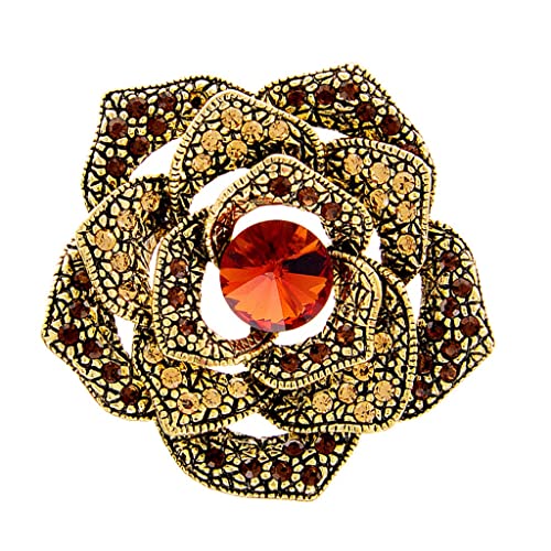 Strass-Multi-Layer-Rosenblumenbroschen für Frauen Mode-Schmuckpullover Accessoires (Farbe: B Größe, wie das Bild zeigt von LOKAXXZU
