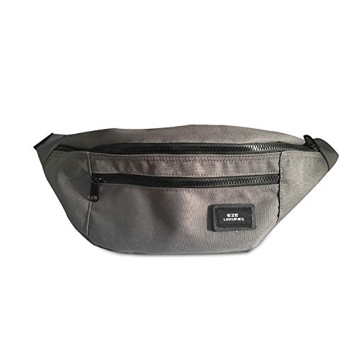 Wolfum Unisex Taillenbeutel Fanny Belt Pack Brust Schlinge für Jungen Mädchen Teenager Outdoor Travelling Mountaineering Sportwanderung Running Party Leichte Umhängetasche Langlebig Nylon Grey Double von LOKAXXZU