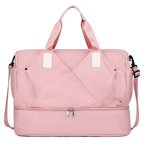 Womens Gym Bag Mädchen weibliche Handgepäck Reisetaschen Weekend Bags Frauen Multifunktionale Fitnessstraße (Farbe: Pink) von LOKAXXZU