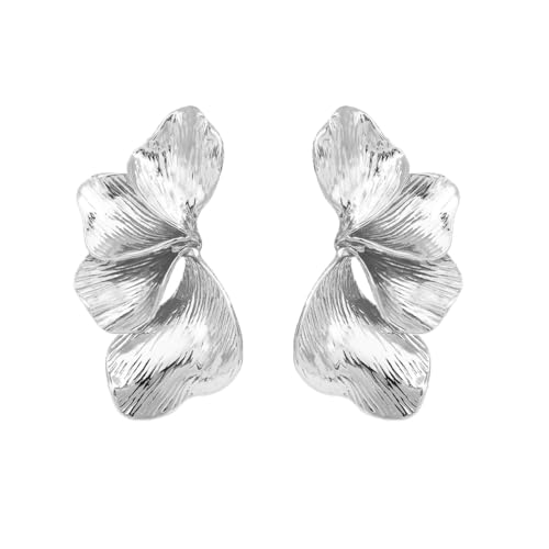 LOKLIFFAI Blumen-Ohrringe für Damen, zweifarbiges Design, Statement-Ohrringe für Urlaub, Blattflügel, Modeschmuck, one size, Zink, Kein Edelstein von LOKLIFFAI