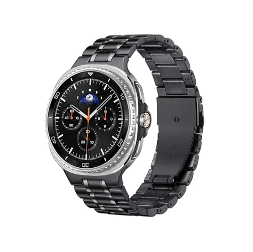 Metall-Edelstahlarmband passend for Samsung Galaxy Watch 8 Classic 46 mm/Watch8 40 mm 44 mm(Black Gray) von LOKLNEYK
