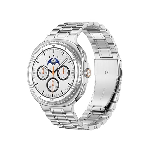 Metall-Edelstahlarmband passend for Samsung Galaxy Watch 8 Classic 46 mm/Watch8 40 mm 44 mm(Blue White) von LOKLNEYK