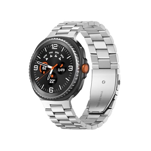 Metall-Edelstahlarmband passend for Samsung Galaxy Watch 8 Classic 46 mm/Watch8 40 mm 44 mm(Silver golden) von LOKLNEYK