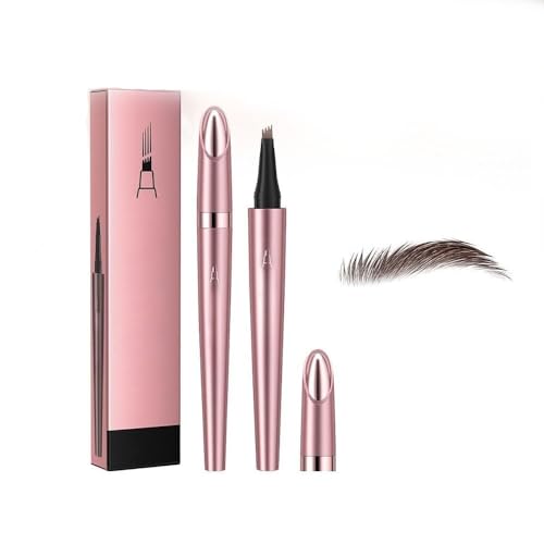 Augenbrauen-Tätowierungsstift mit 4 Mikrogabelspitzen, 3D-Microblading, wasserfester Augenbrauenstift, natürliches Make-up, feine Striche, magische Augenbrauenstiftspitze for Frauen(Color:Dark Brown) von LOKORI