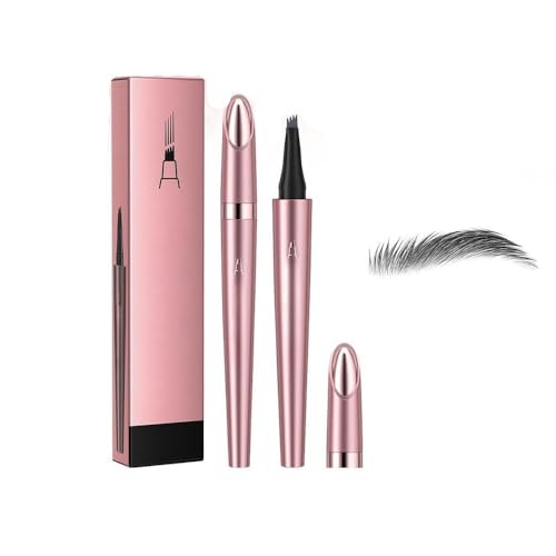 Augenbrauen-Tätowierungsstift mit 4 Mikrogabelspitzen, 3D-Microblading, wasserfester Augenbrauenstift, natürliches Make-up, feine Striche, magische Augenbrauenstiftspitze for Frauen(Color:Gray) von LOKORI