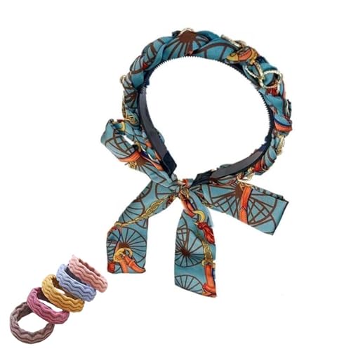 Haarbänder aus Satinstoff, rutschfeste Haarbänder, Band for das Haar for Frauen, modische verstellbare Haarbänder mit Schleife und Schleife, Retro-Stirnband aus Satin mit Kreuzknoten(Blue) von LOKORI