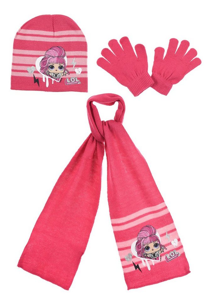 L.O.L. SURPRISE! Beanie Kinder Mädchen Winter-Set Mütze Schal Handschuhe (SET) von L.O.L. SURPRISE!