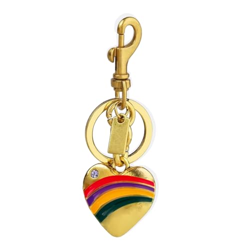 LOLAHA Klassischer Taschenanhänger in Herzform für Handtaschen, Geldbörsen, Accessoires, funkelnde Strasssteine, Regenbogen-Taschen-Charm-Kette, Regenbogenfarben, LGBT-Stolz, Geschenke für Schwule und von LOLAHA