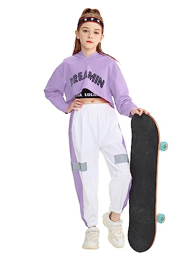 LOLANTA 3-teiliges Set Mädchen Hip Hop Tanzkleidung, Street dance Kleidung für Kinder, Hoodie, Tank Top, Joggerhose von LOLANTA