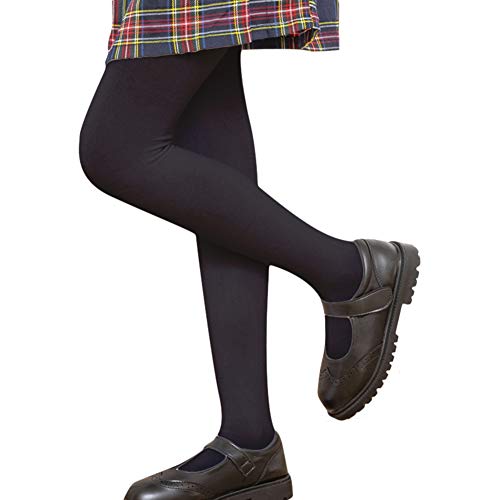 LOLANTA Mädchen Winter Strumpfhose Dickes Fleece Gefüttert Dehnbar Weiche Strumpfhose Schuluniform, Schwarz, M (6-8 Jahre) von LOLANTA