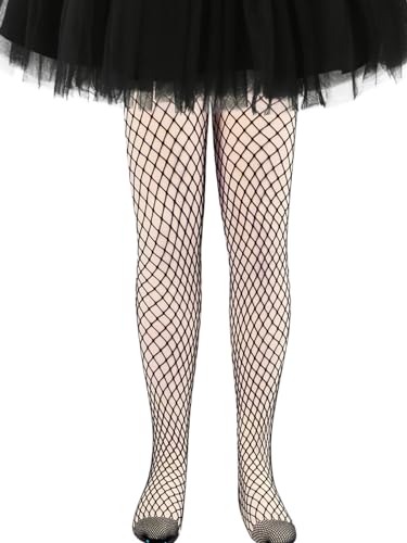 LOLANTA 2-Pack Mädchen Netzstrumpfhosen, glitzernde Strumpfhosen mit Strasssteinen für Kinder Tanzstrumpfhosen, Schwarz Groß, 8-13 Jahre, XL von LOLANTA