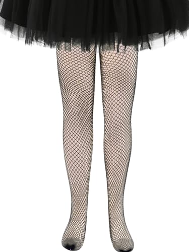 LOLANTA 2-Pack Mädchen Netzstrumpfhosen, glitzernde Strumpfhosen mit Strasssteinen für Kinder Tanzstrumpfhosen, Schwarz Medium, 8-13 Jahre, XL von LOLANTA