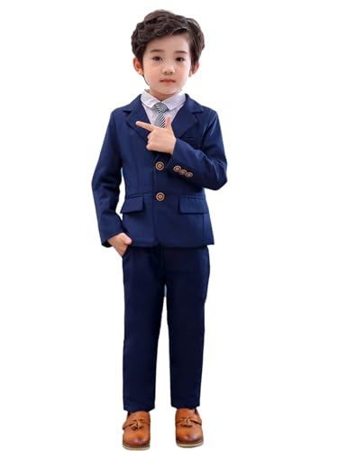 LOLANTA 2-teiliges Jungen festlichen Anzug Set, Kinder Blazer & Hosen Outfit, Freizeitkleidung oder Hochzeitskleid, Blau, 100 von LOLANTA