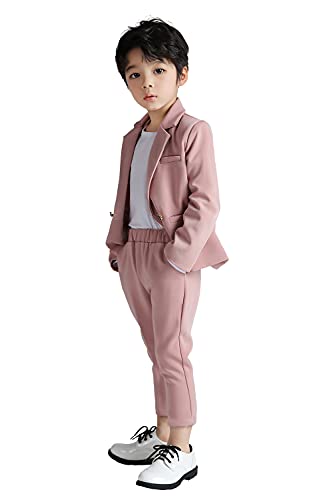 LOLANTA 2-teiliges Jungen festlichen Anzug Set, Kinder Blazer & Hosen Outfit, Freizeitkleidung oder Hochzeitskleid, Rosa, 100 von LOLANTA