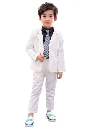 LOLANTA 2-teiliges Jungen festlichen Anzug Set, Kinder Blazer & Hosen Outfit, Freizeitkleidung oder Hochzeitskleid, Weiß, 100 von LOLANTA