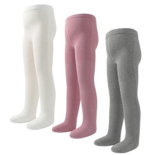 LOLANTA 3 Paar Strickstrumpfhosen für Baby-Mädchen, gerippt, einfarbig, Schulstrumpfhosen, Weiß/Grau/Rosa, 1-3 Jahre, S LOLANTA 3 Paar Strickstrumpfhosen für Baby-Mädchen, gerippt, einfarbig, Schulstrumpfhosen, Weiß/Grau/Rosa, 1-3 Jahre, S von LOLANTA