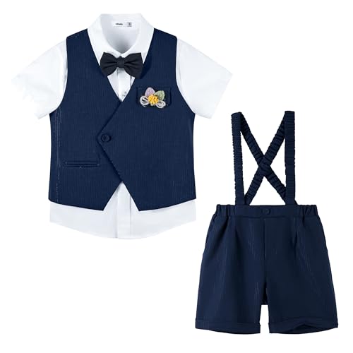 LOLANTA 6-teiliges Sommer-Set für Jungen mit Weste, Hemd, Shorts, Fliege, Hosenträgern, Anstecker, Marineblauer, 5-6 Jahre, 120 LOLANTA 6-teiliges Sommer-Set für Jungen mit Weste, Hemd, Shorts, Fliege, Hosenträgern, Anstecker, Marineblauer, 5-6 Jahre, 120 von LOLANTA
