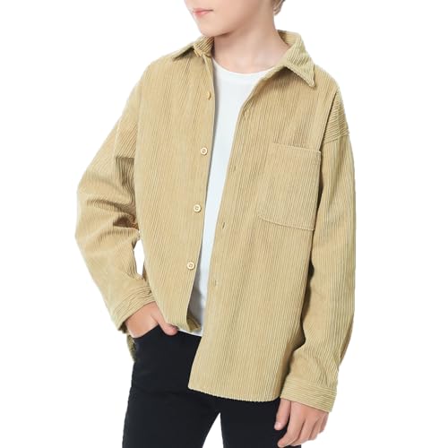 LOLANTA Cordhemd für Kinder, Langarmhemd aus Kord, Hemdjacke für Jungen, Beige, 11-12 Jahre, Tag 160 von LOLANTA