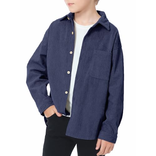 LOLANTA Cordhemd für Kinder, Langarmhemd aus Kord, Hemdjacke für Jungen, Blau,11-12 Jahre, Tag 160 von LOLANTA